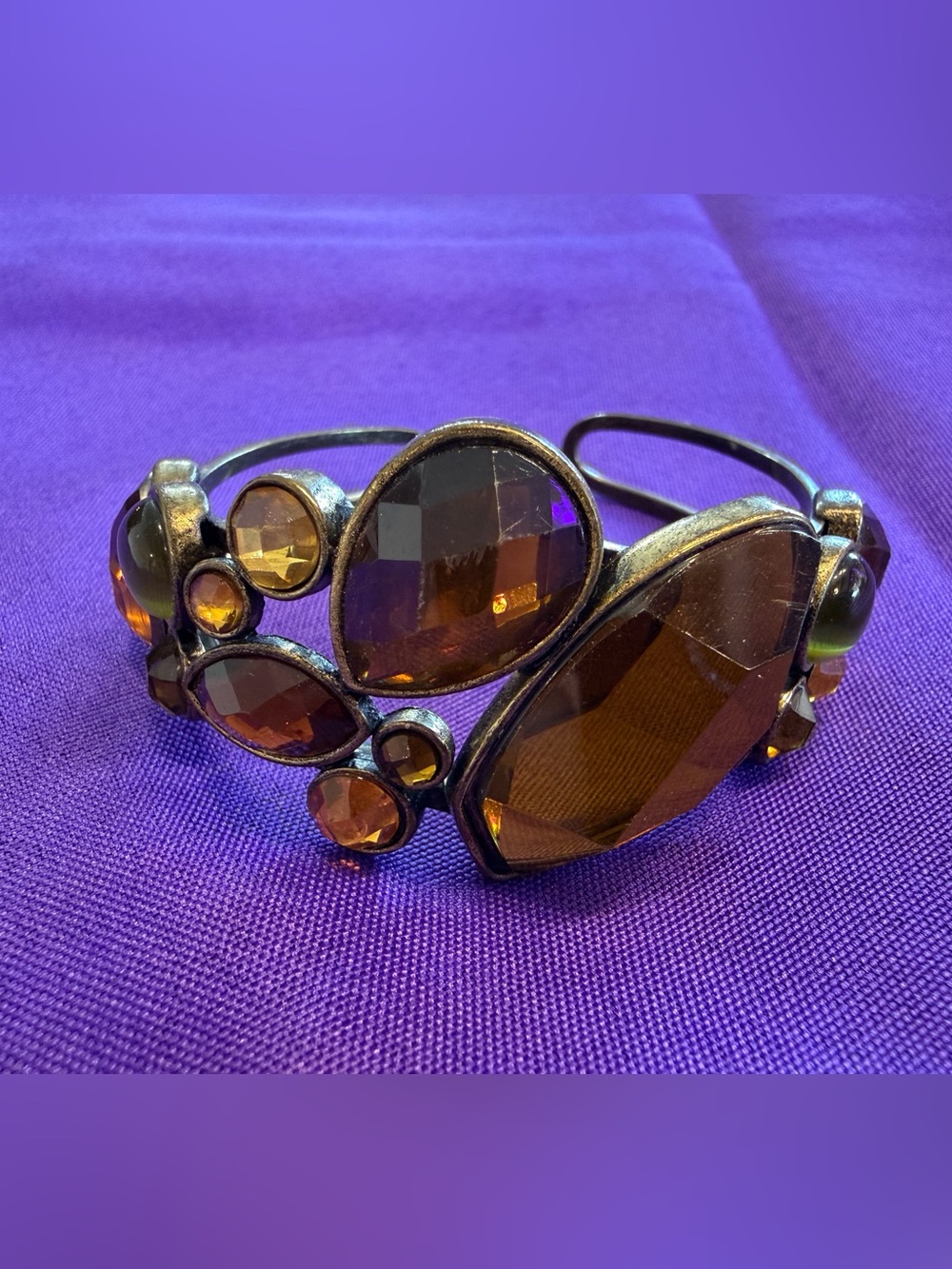 Park Lane Black Gunmetal Clear Crystal Link Bracelet Retired